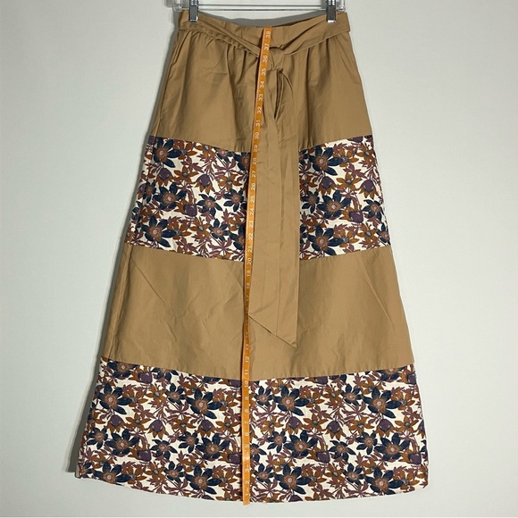 Sachin & Babi X Anthropologie Size 8 Maxi Skirt Waist Tie Jacquard Floral Used - Picture 10 of 14